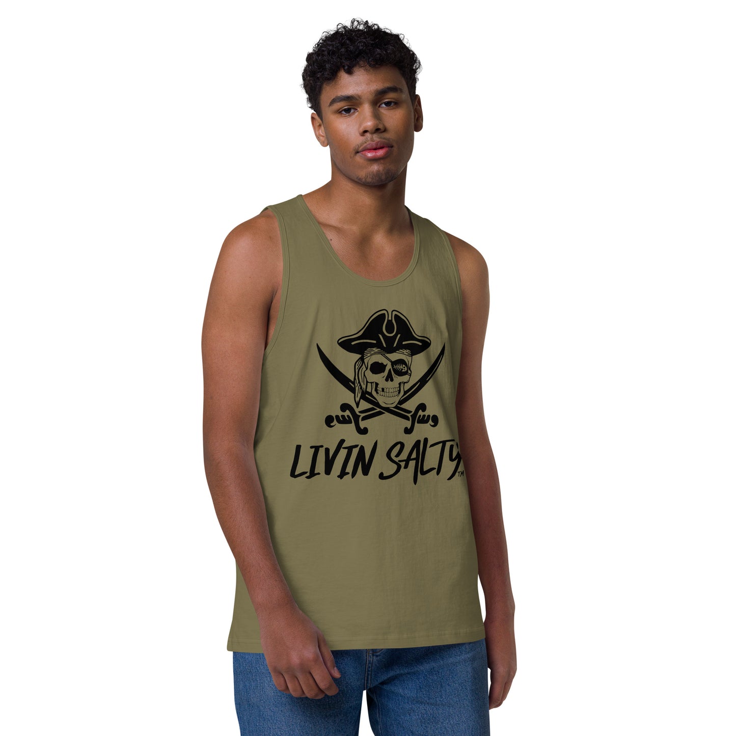 Mens LIVIN SALTY Pirate tank top