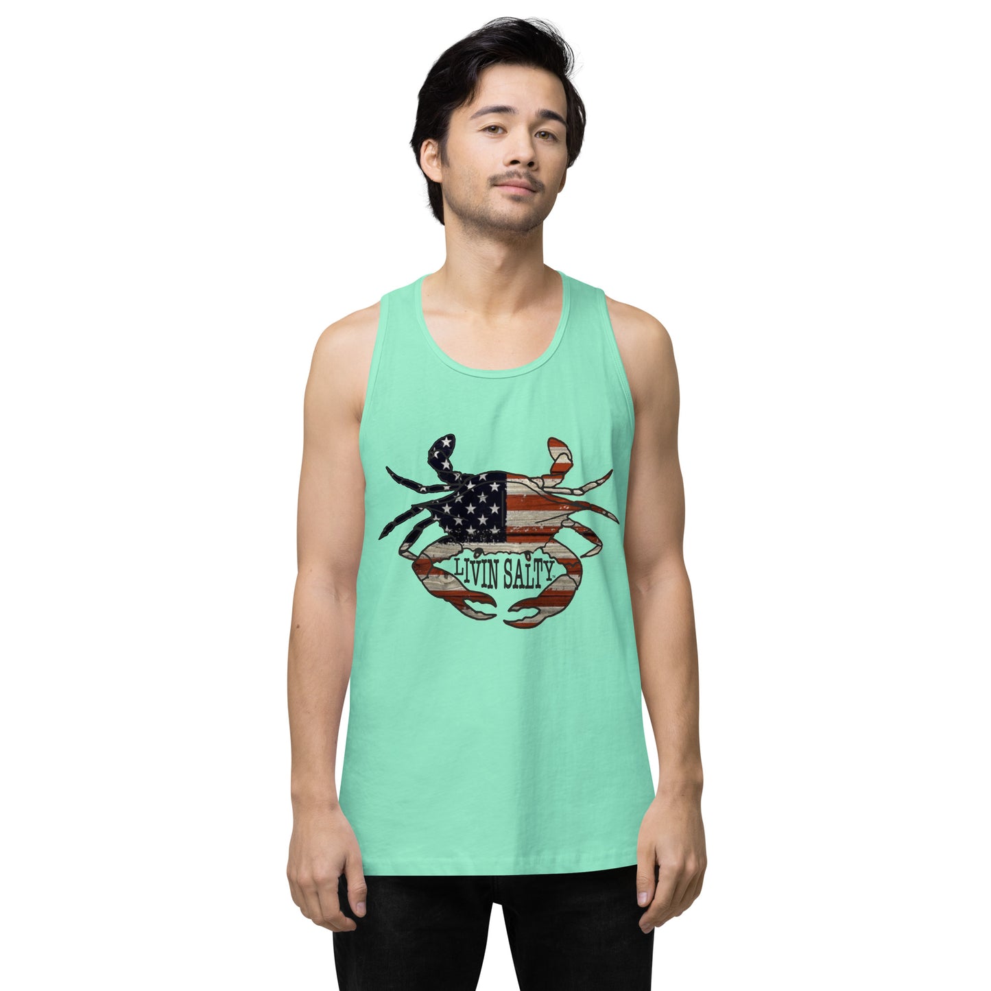 Men’s LIVIN SALTY with crab tank top