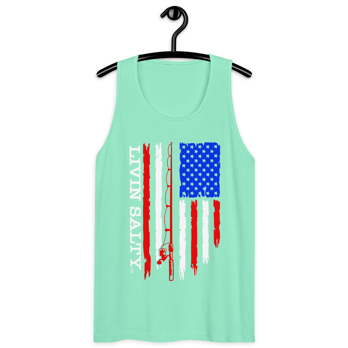 Men’s LIVIN SALTY RWB flag tank top