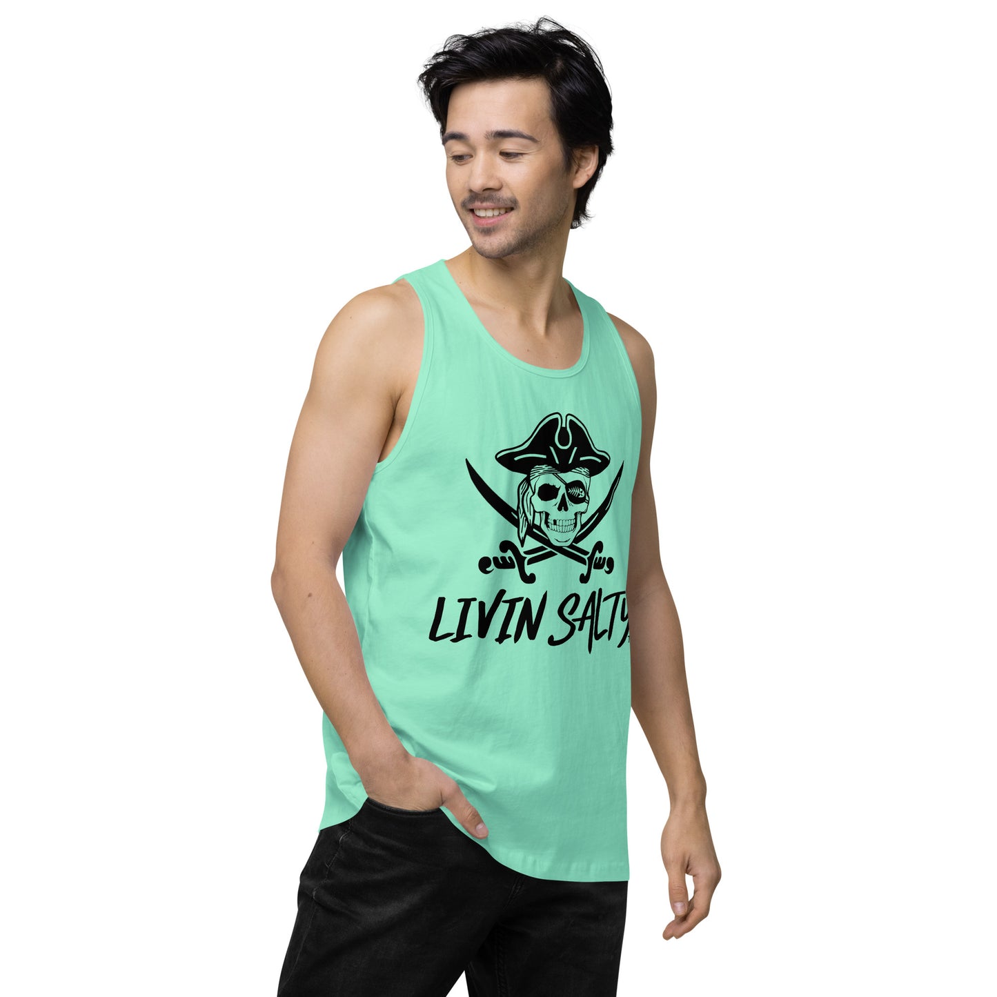 Mens LIVIN SALTY Pirate tank top