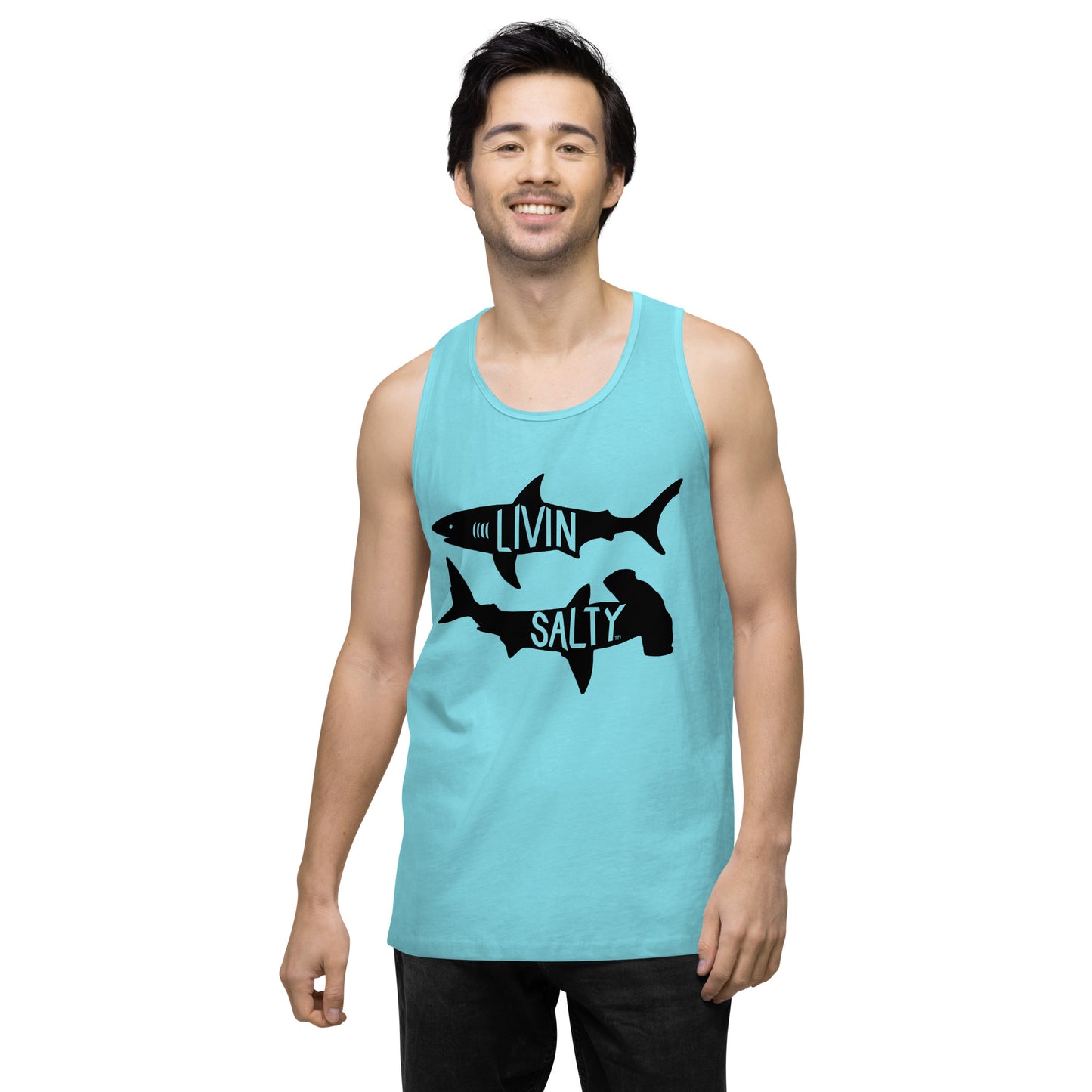 Men’s LIVIN SALTY black shark tank top