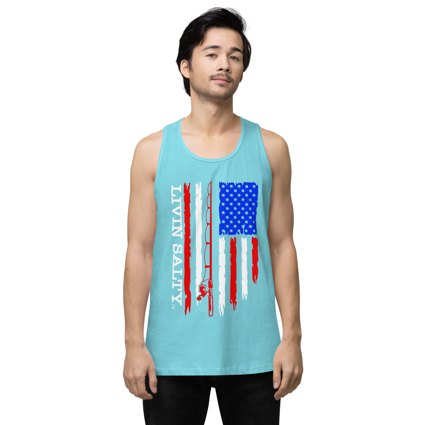 Men’s LIVIN SALTY RWB flag tank top