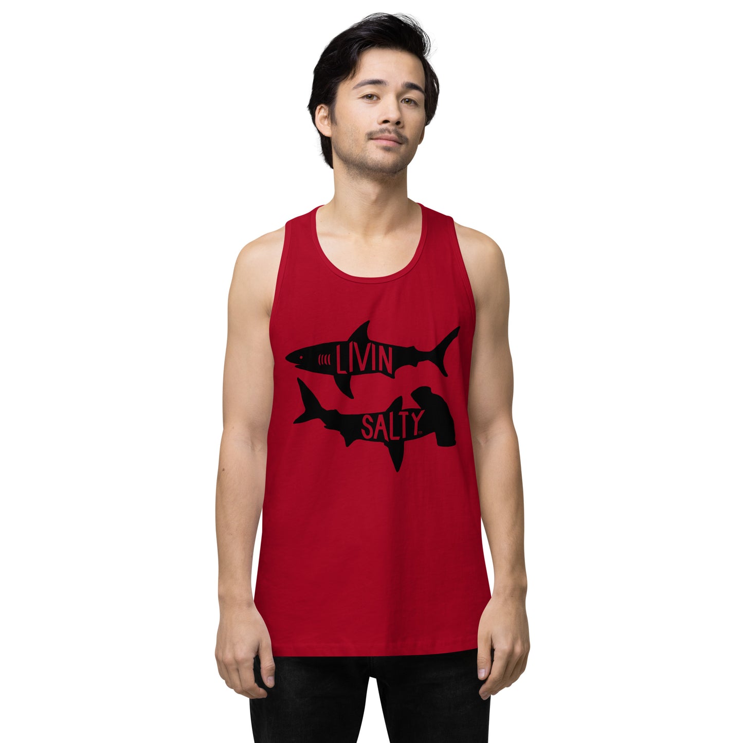Men’s LIVIN SALTY black shark tank top