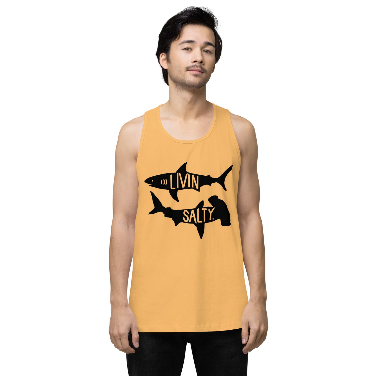 Men’s LIVIN SALTY black shark tank top