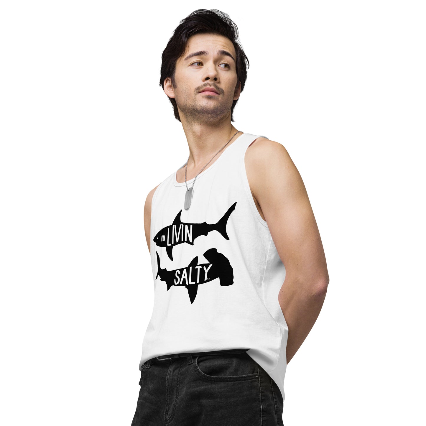 Men’s LIVIN SALTY black shark tank top