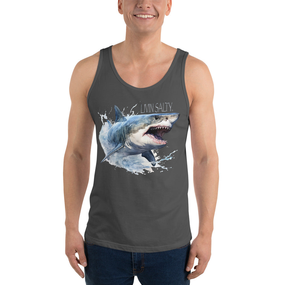 LIVIN SALTY Great White Shark Men's Tank Top
