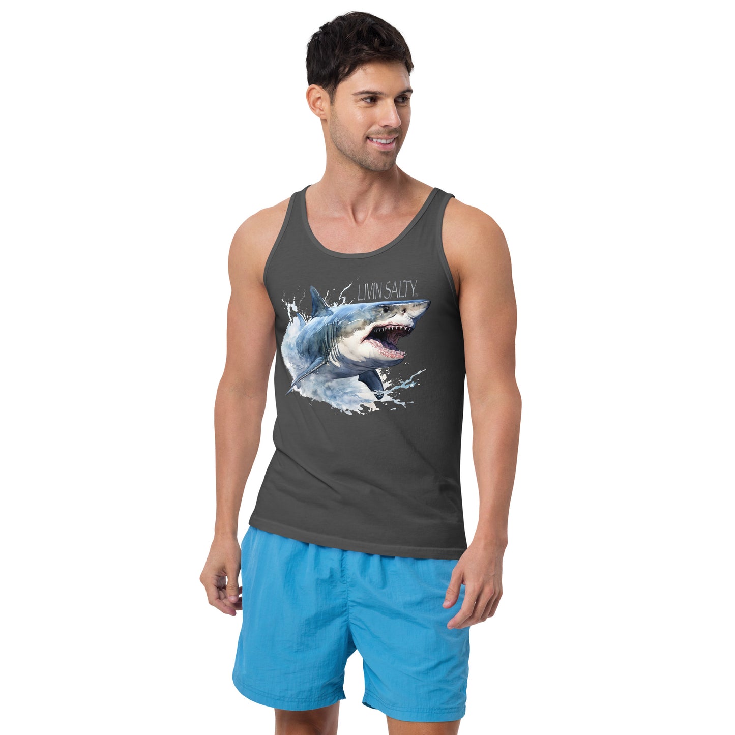 LIVIN SALTY Great White Shark Men's Tank Top
