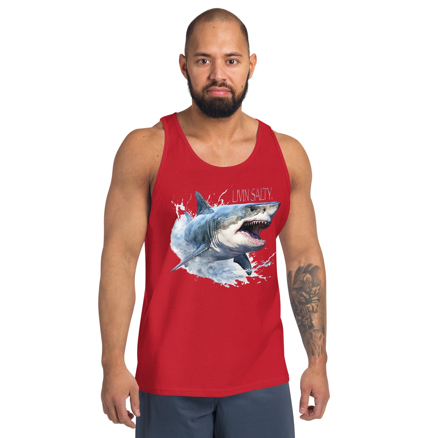 LIVIN SALTY Great White Shark Men's Tank Top