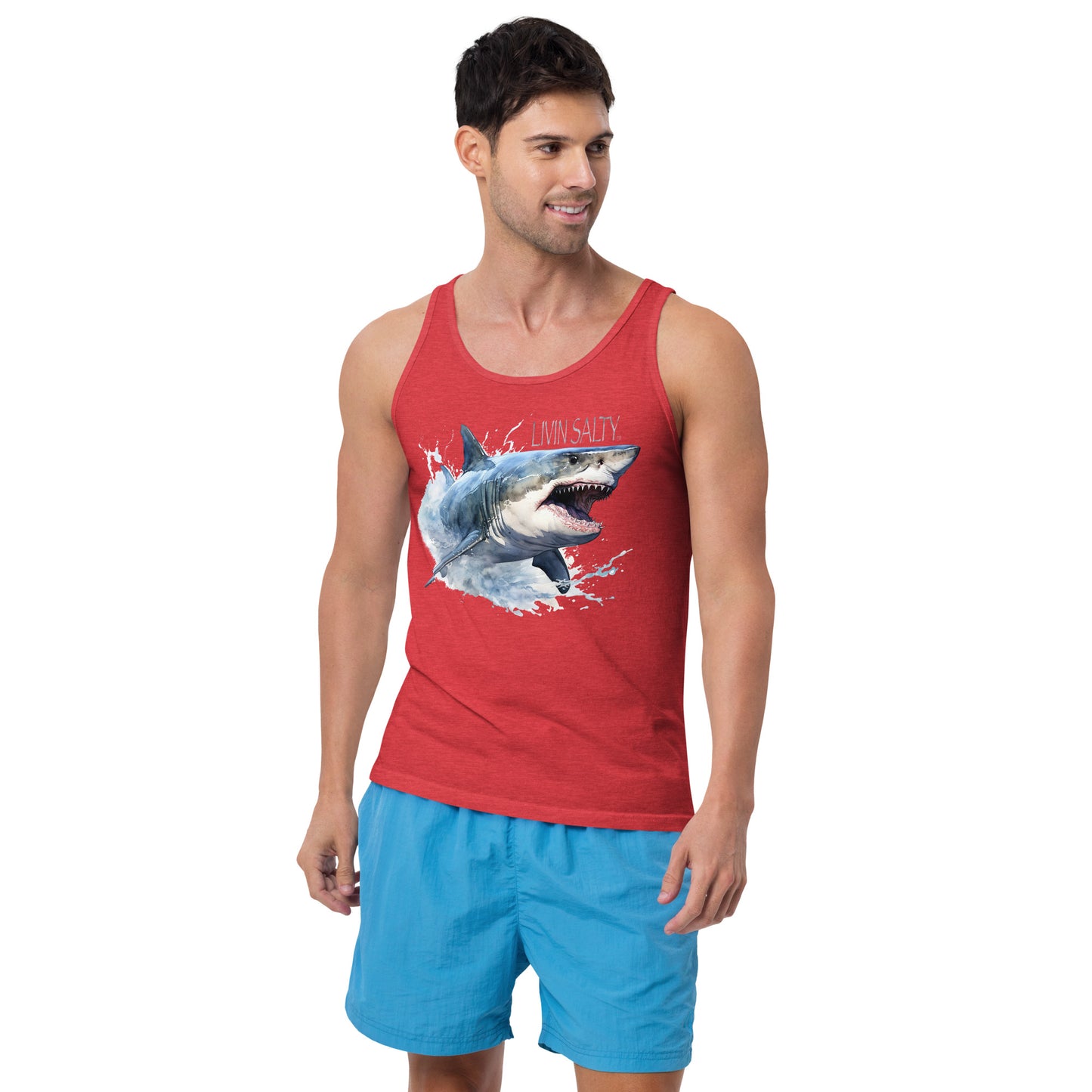 LIVIN SALTY Great White Shark Men's Tank Top
