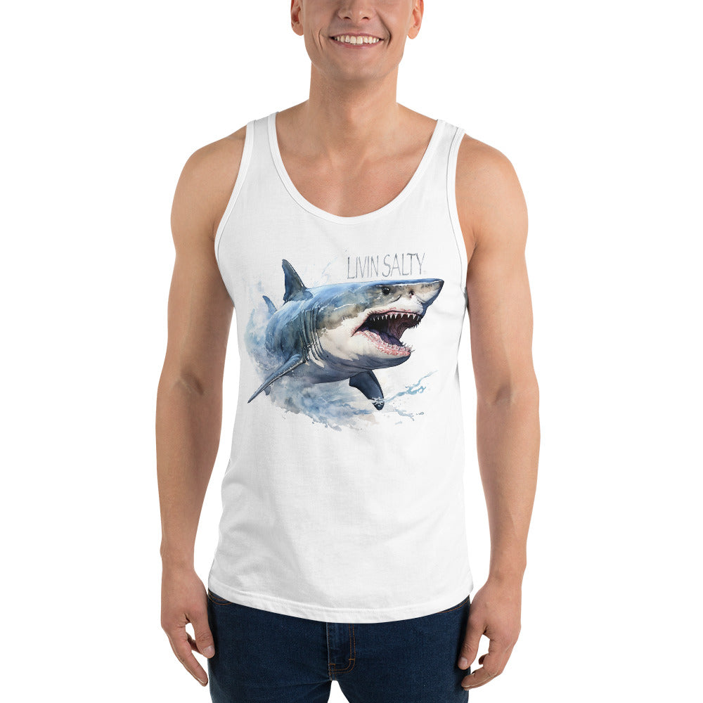 LIVIN SALTY Great White Shark Men's Tank Top
