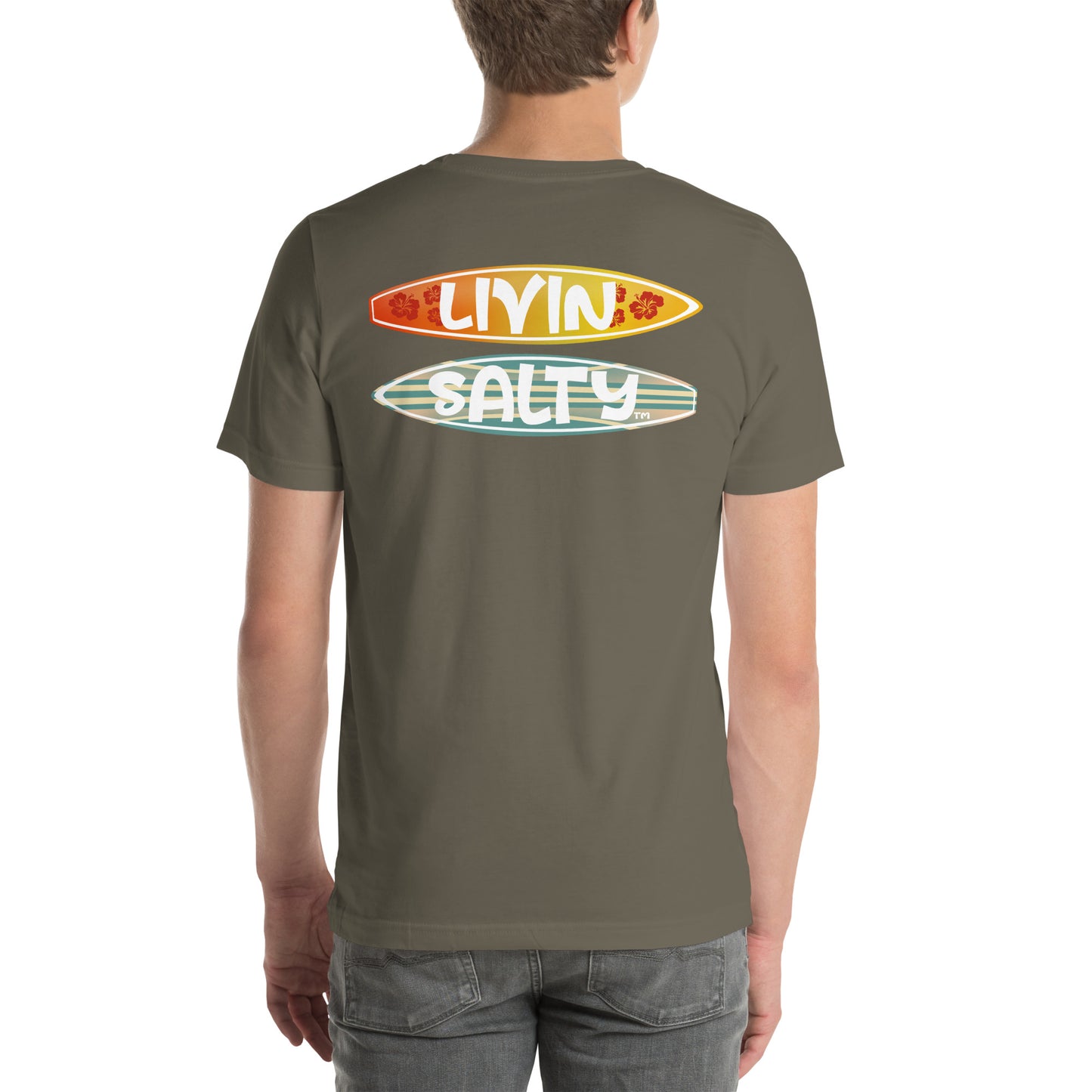 Unisex Surf board LIVIN SALTY Cotton t-shirt