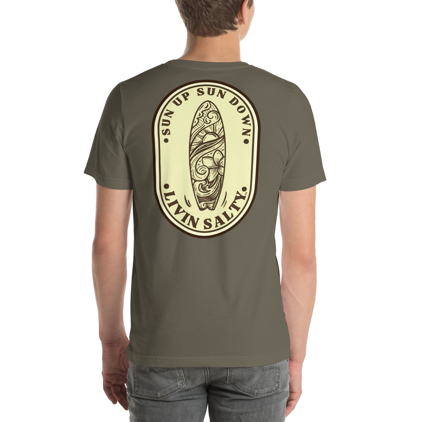 Cotton LIVIN SALTY Round Surfboard t-shirt