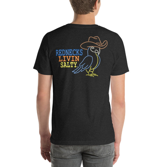Unisex REDNECKS LIVIN SALTY Neon Parrot t-shirt