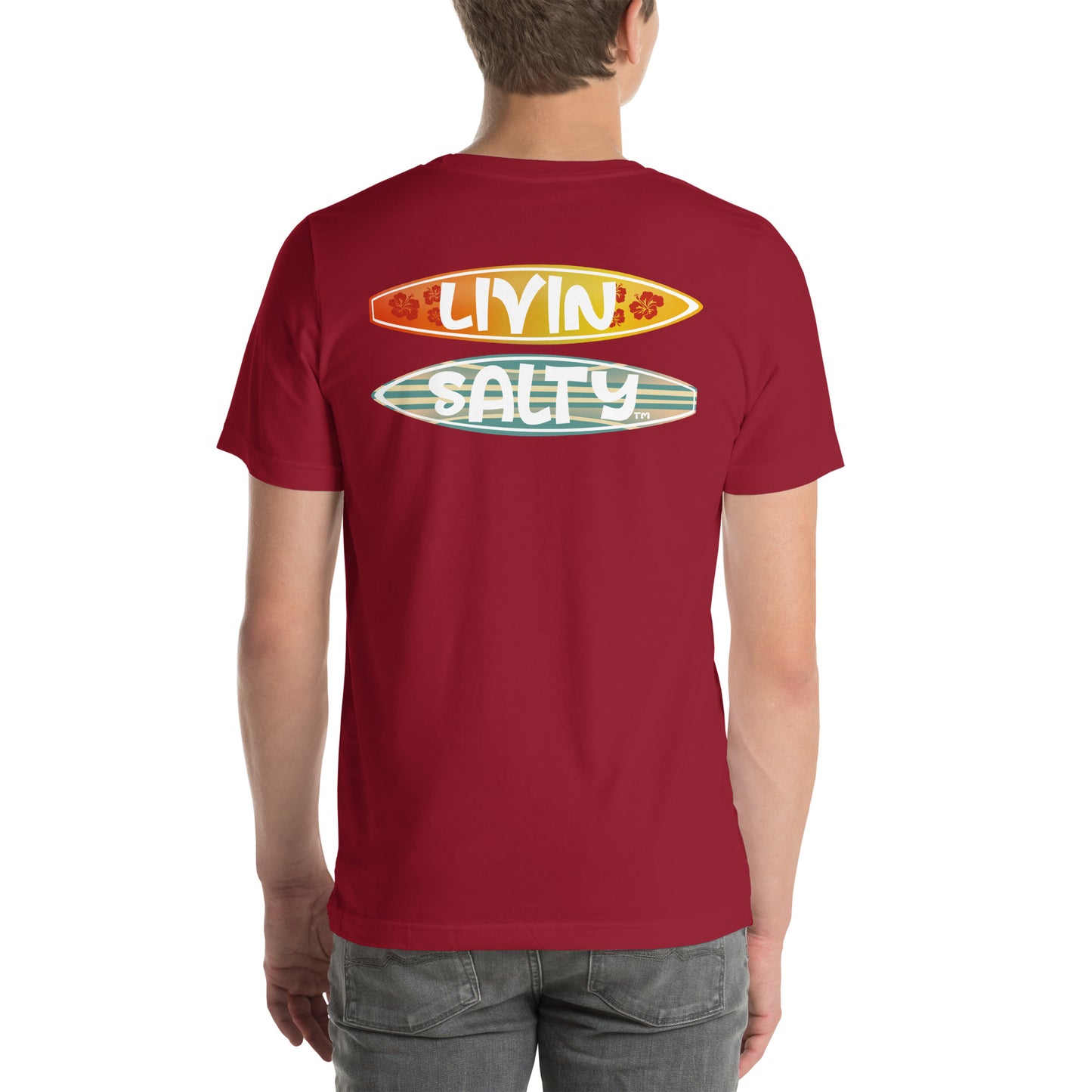 Unisex Surf board LIVIN SALTY Cotton t-shirt