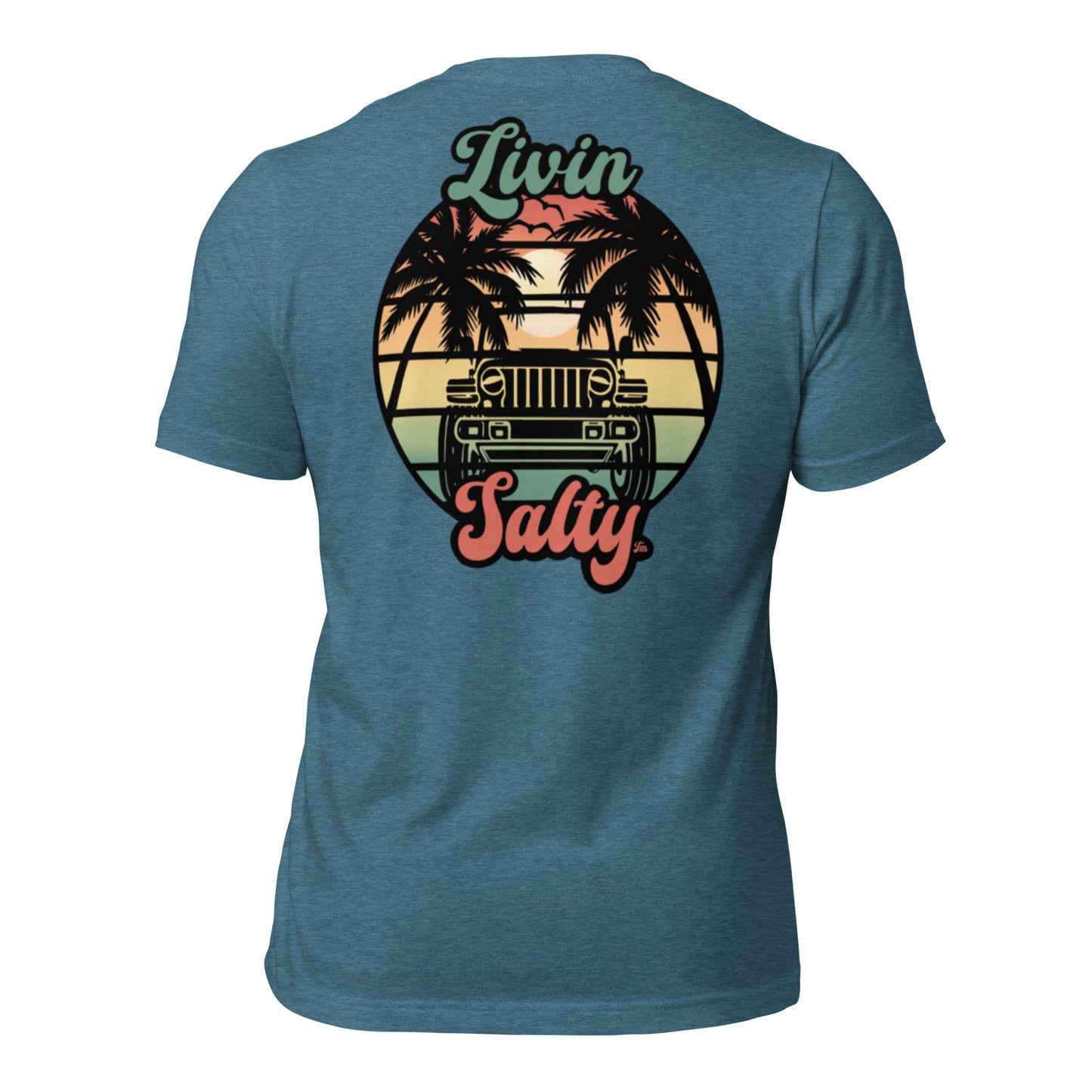 Unisex Livin Salty Jeep/Beach cotton t-shirt