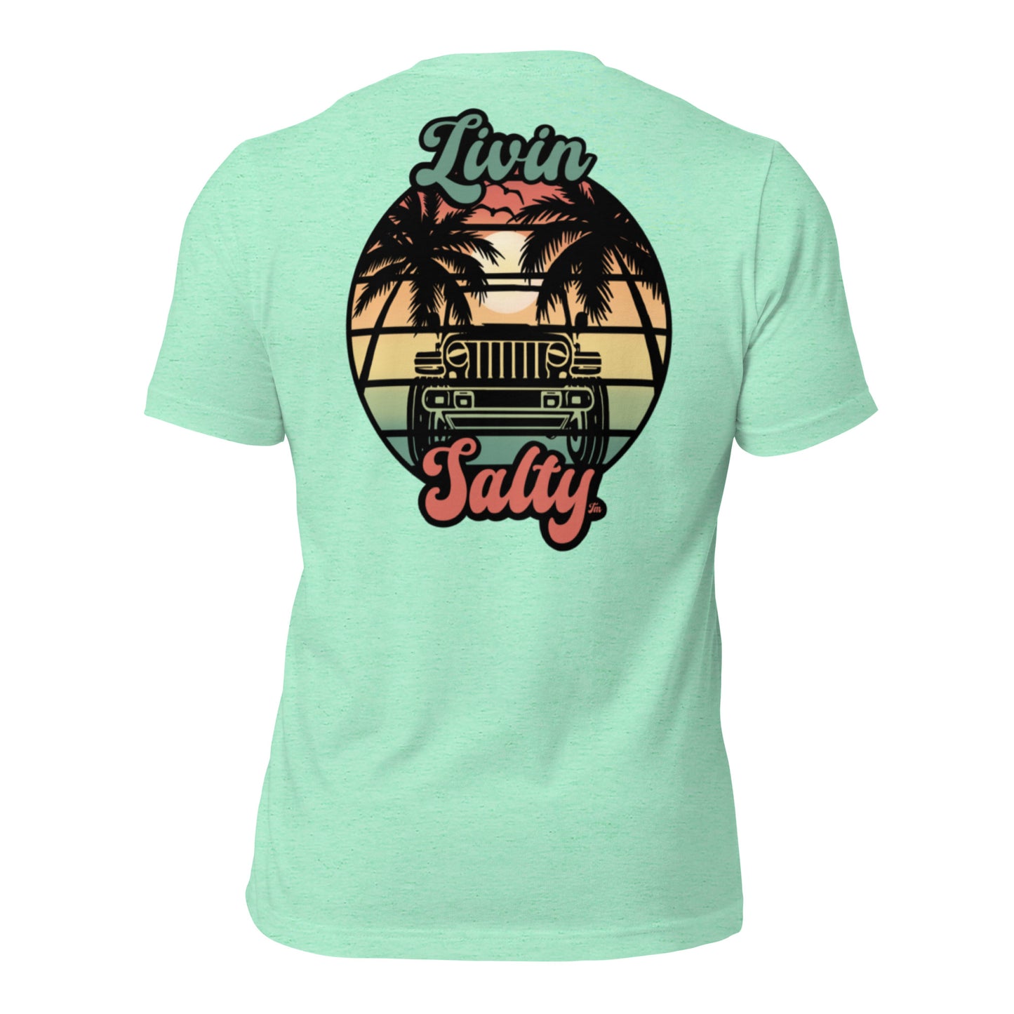 Unisex Livin Salty Jeep/Beach cotton t-shirt