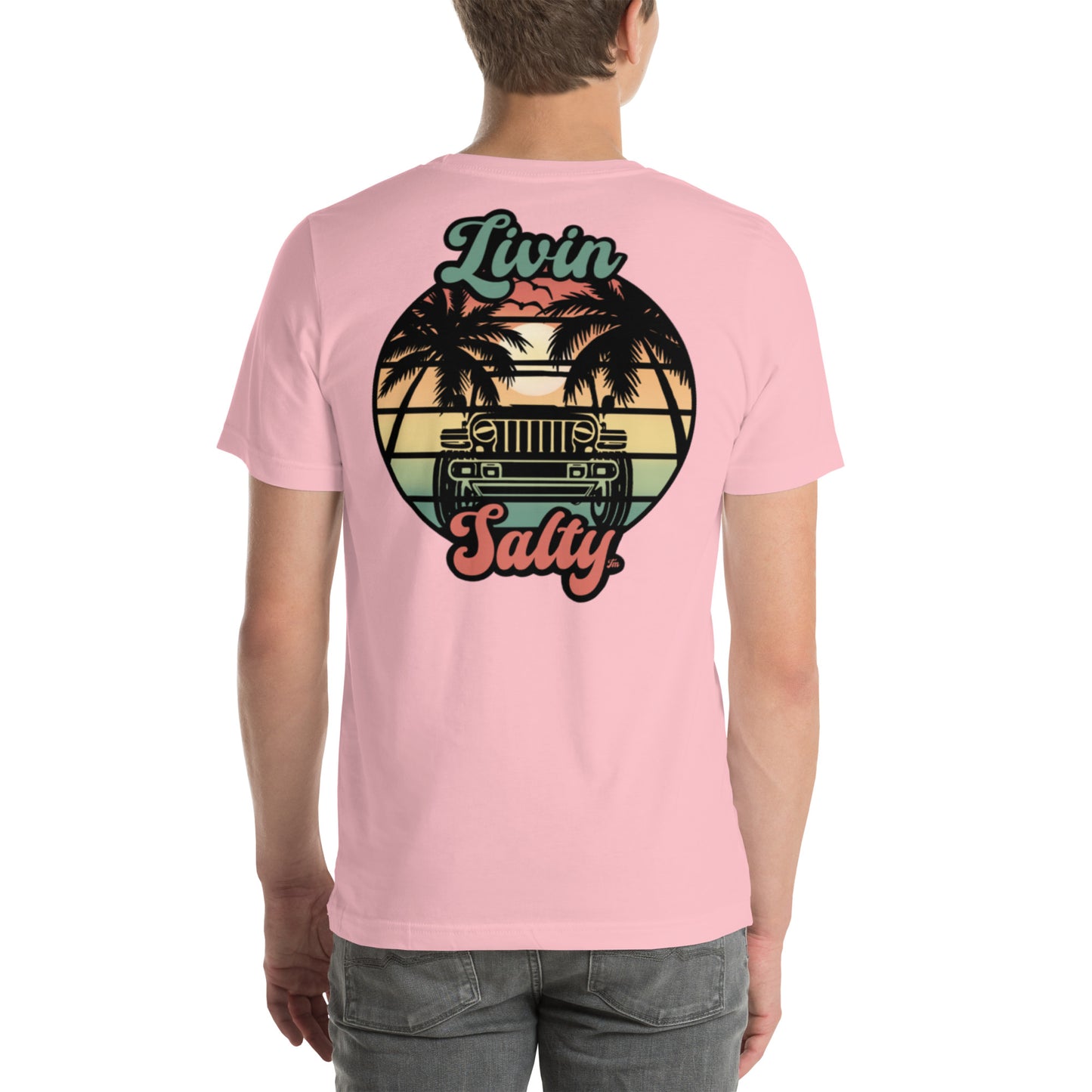 Unisex Livin Salty Jeep/Beach cotton t-shirt