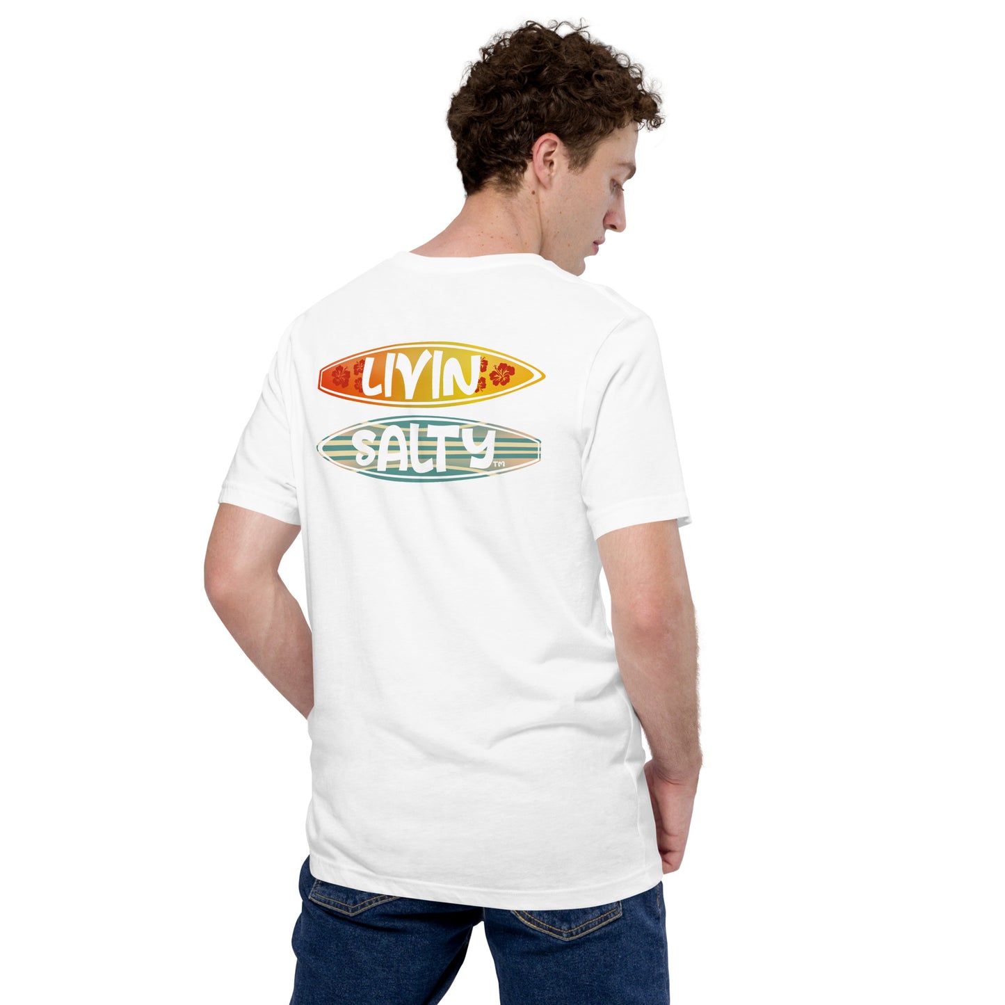 Unisex Surf board LIVIN SALTY Cotton t-shirt