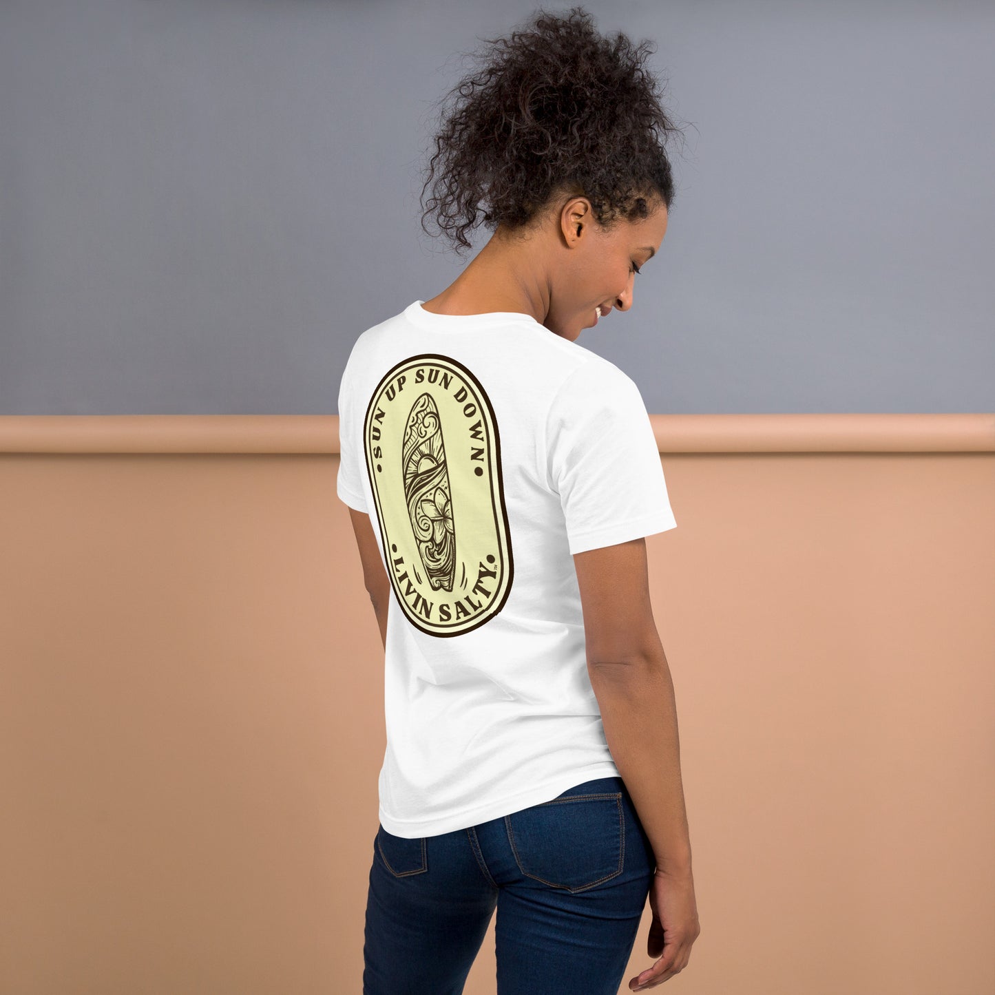 Cotton LIVIN SALTY Round Surfboard t-shirt