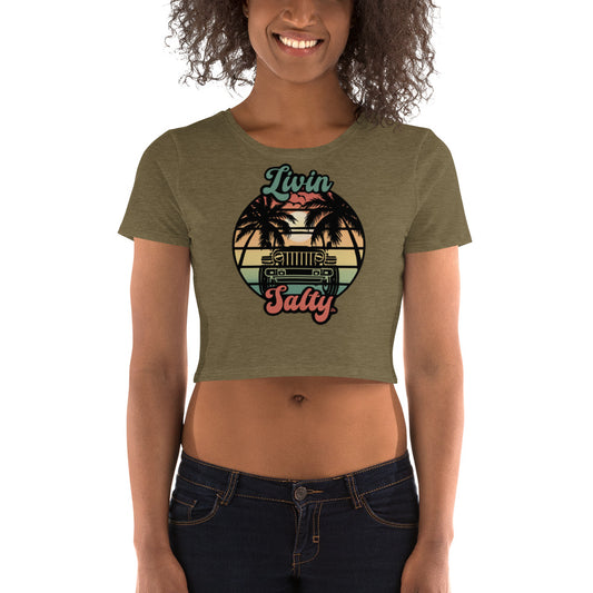 Women’s LIVIN SALTY Jeep/Beach Crop Tee