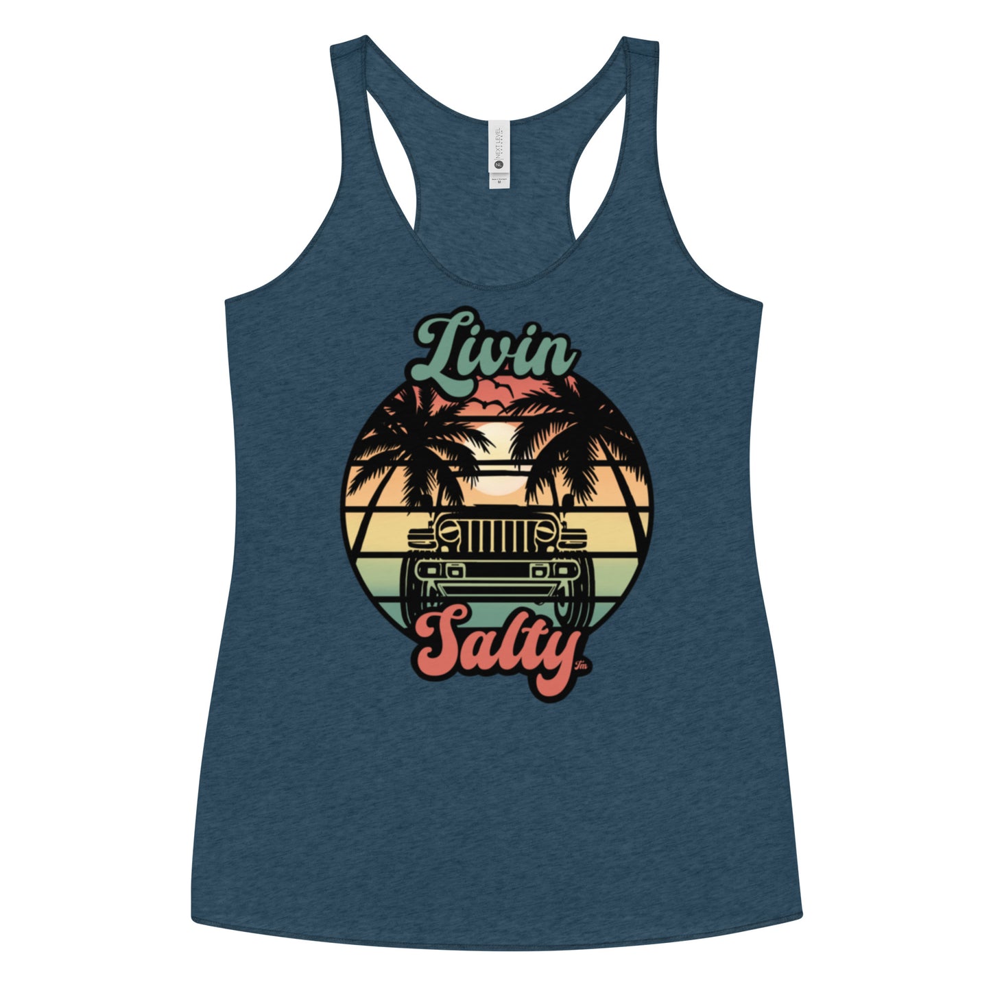 Women's Livin Salty Jeep/Beach Racerback Tank