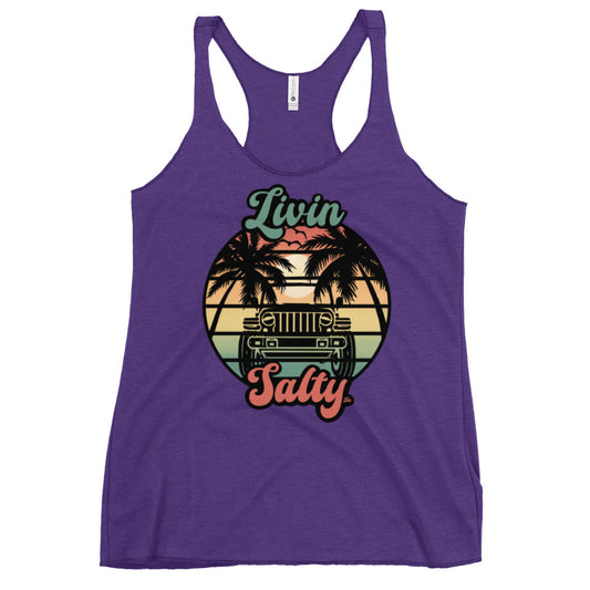 Women's Livin Salty Jeep/Beach Racerback Tank