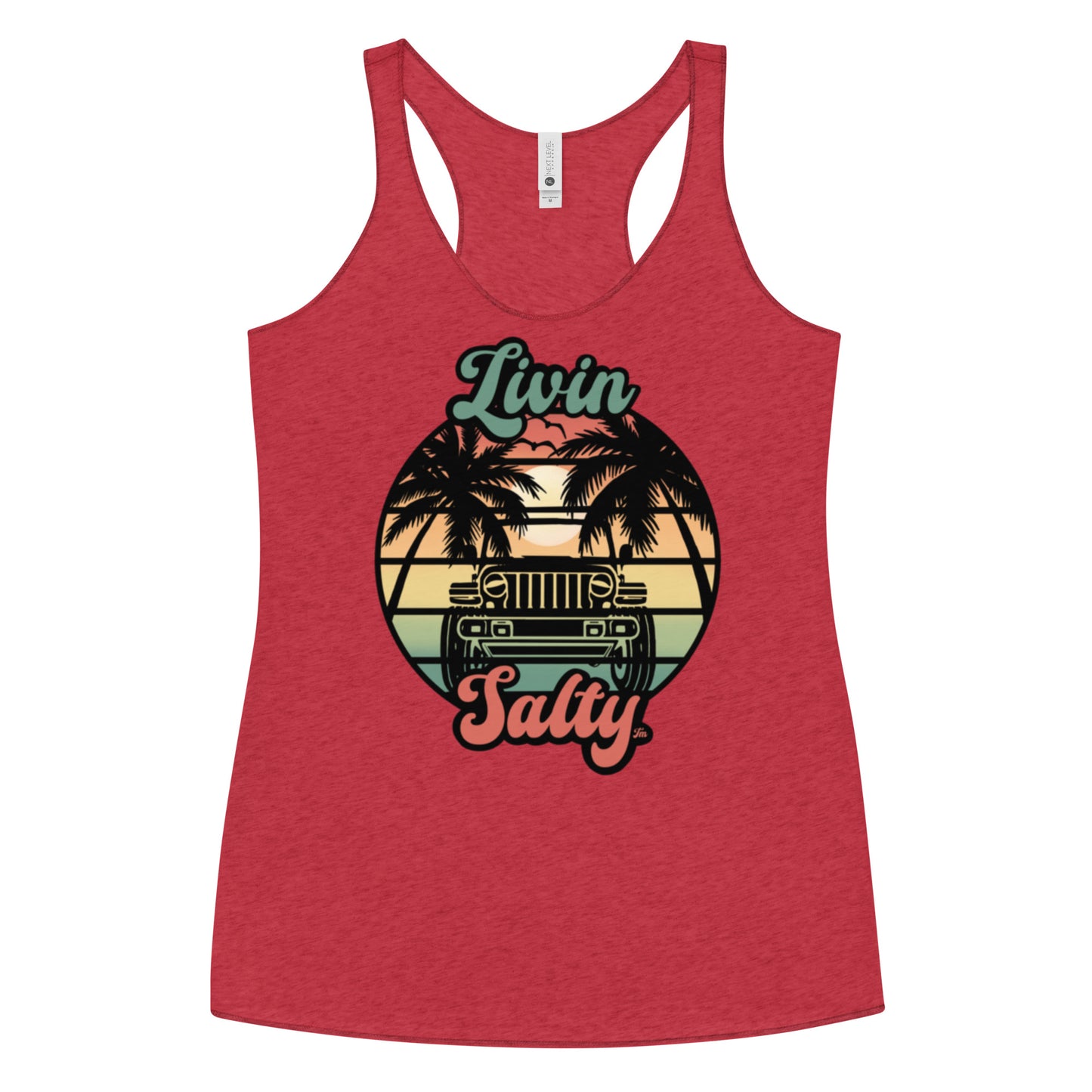 Women's Livin Salty Jeep/Beach Racerback Tank