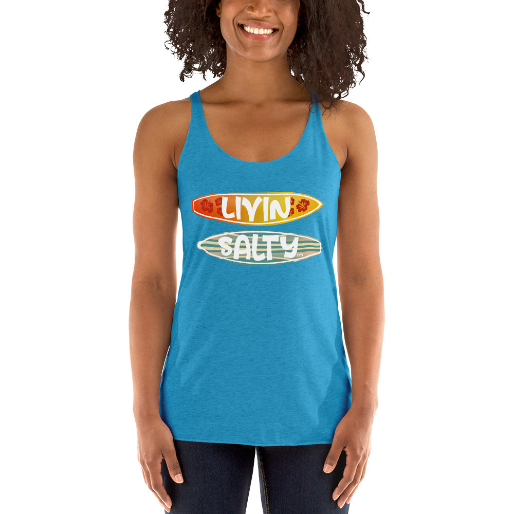 Women's Surf Board LIVIN SALTY Racerback Tank